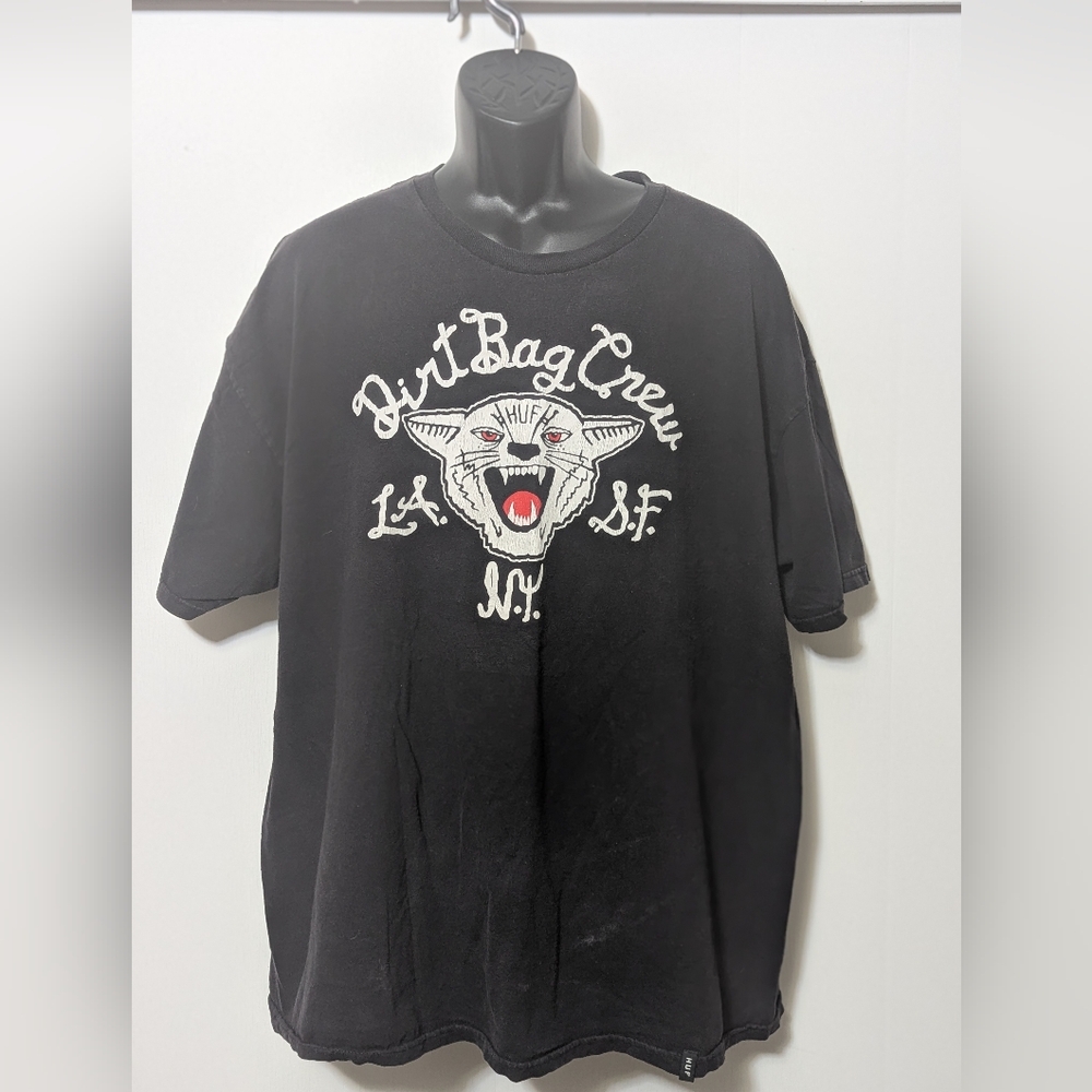 Men's Huf DBC (Dirt Bag Crew) Cat Black T-Shirt Size XXL